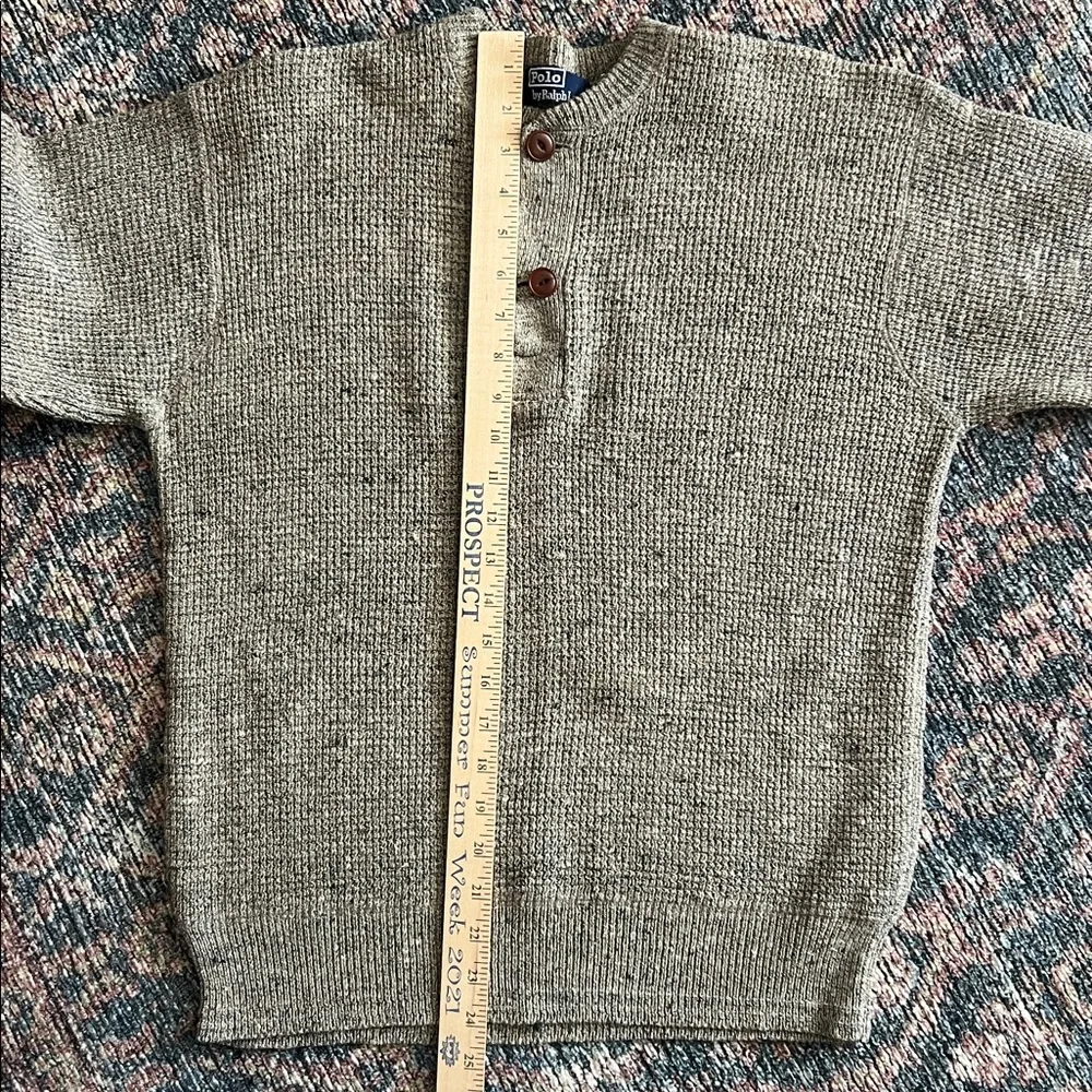 Polo Ralph Lauren Men's Large Beige Crewneck Sweater with Button Detail vintage